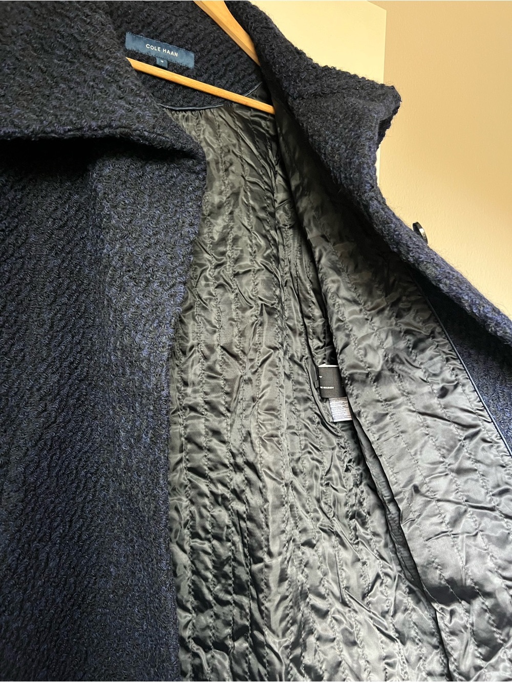 Cole Haan Textured Wool Blend Cocoon Coat Oversized Minimalist - Picture 8 of 11